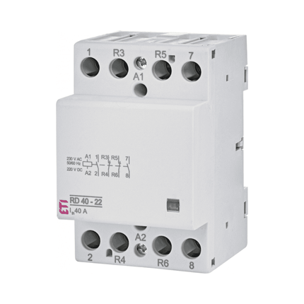 Contactor monofásico de 4 polos, 40A, ETI
