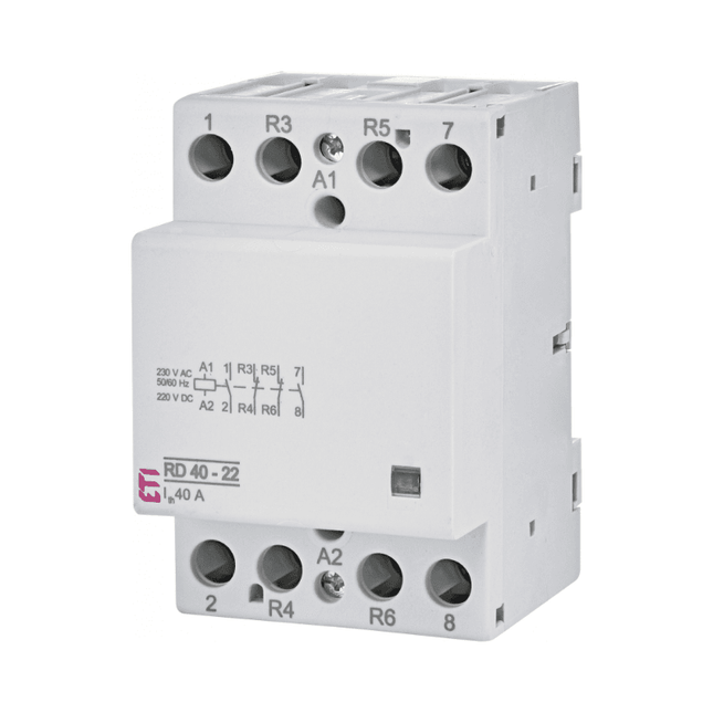 Contactor monofásico de 4 polos, 40A, ETI