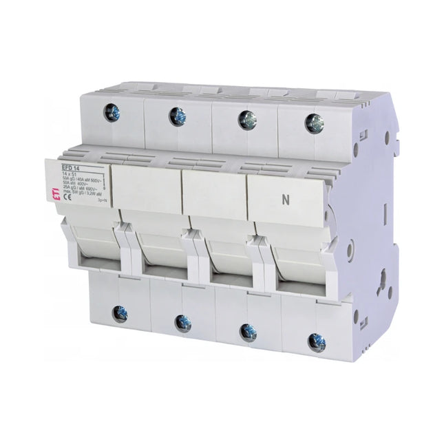 EFD14, ETI Bloco de fusíveis modular AC de 3 polos + neutro 50A, 14x51