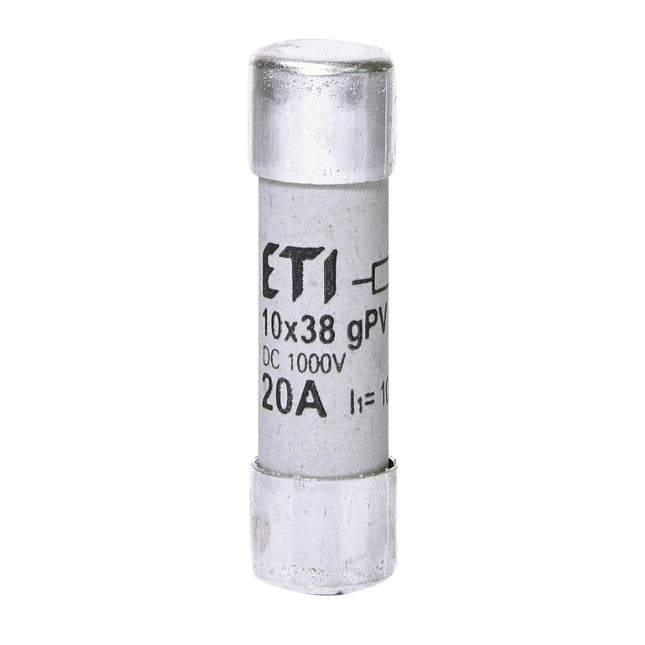 Fusível cilíndrico DC, 20A/1000V, CH, 10x38, gPV, ETI