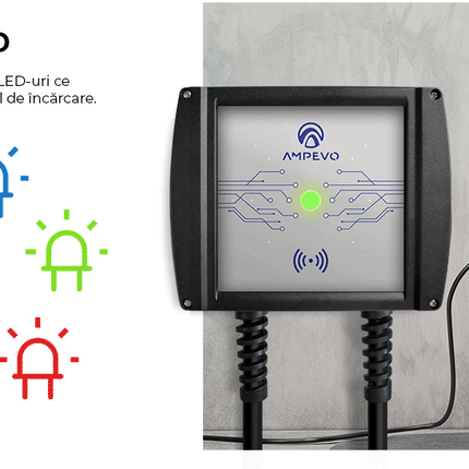 Estação de carregamento de veículos elétricos de 22kW, ajustável, RFID, AMPEVO