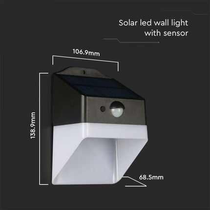 Candeeiro de parede LED solar com sensor, preto e branco, 4000K