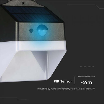 Candeeiro de parede LED solar com sensor, preto e branco, 4000K