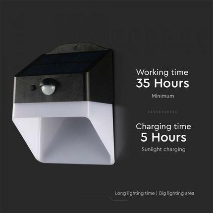 Candeeiro de parede LED solar com sensor, preto e branco, 4000K