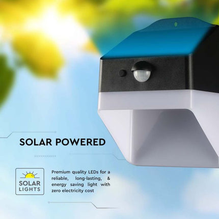Candeeiro de parede LED solar com sensor, preto e branco, 4000K
