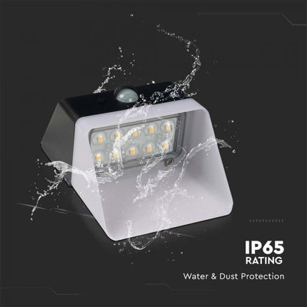 Candeeiro de parede LED solar com sensor, preto e branco, 4000K