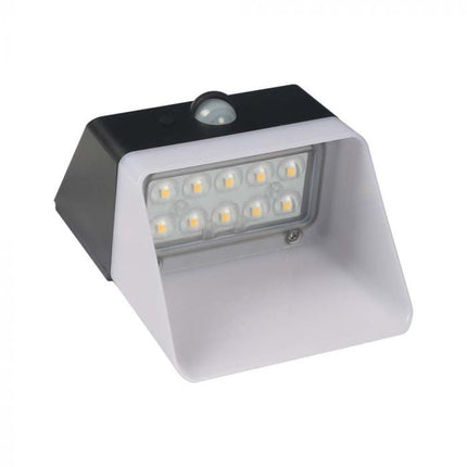 Candeeiro de parede LED solar com sensor, preto e branco, 4000K