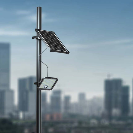 Projetor Solar LED 4800lm, Controlo Remoto, Sensor de Movimento