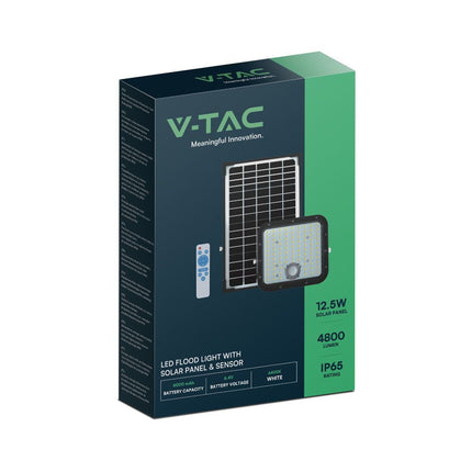Projetor Solar LED 4800lm, Controlo Remoto, Sensor de Movimento