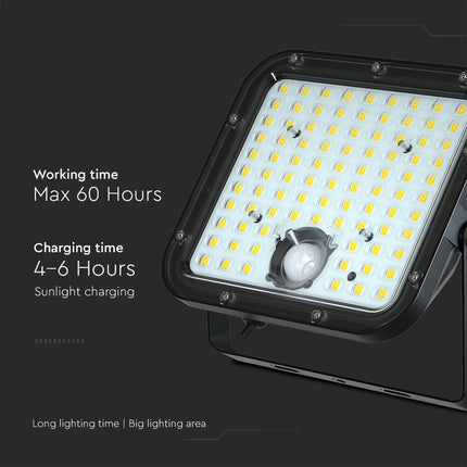 Projetor Solar LED 4800lm, Controlo Remoto, Sensor de Movimento