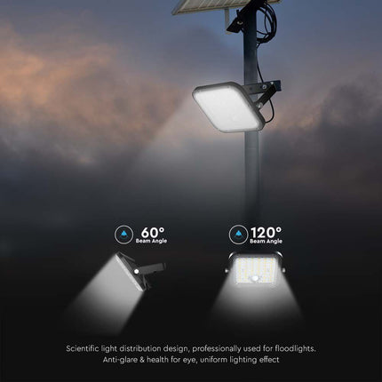 Projetor Solar LED 4800lm, Controlo Remoto, Sensor de Movimento