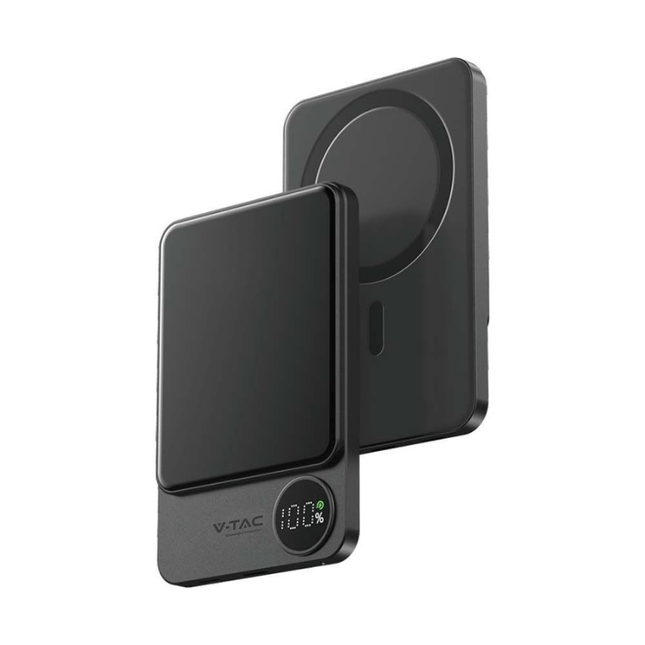 Power bank portátil, carregamento sem fios, magnético, 5000 mAh, V-Tac