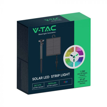 Fita LED Solar IP67, Controlo Remoto, RGB