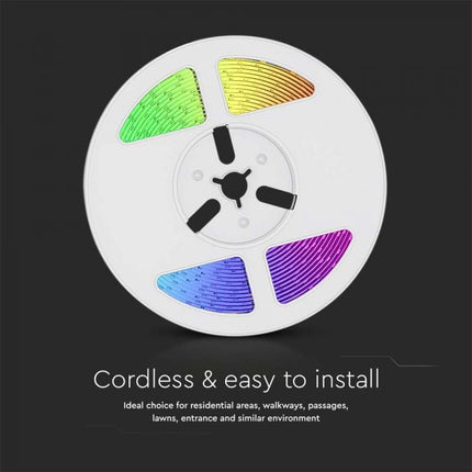 Fita LED Solar IP67, Controlo Remoto, RGB