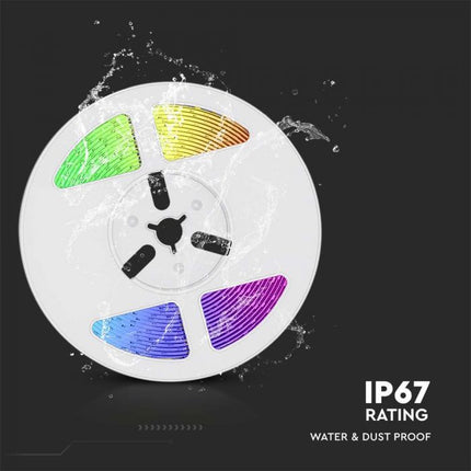 Fita LED Solar IP67, Controlo Remoto, RGB
