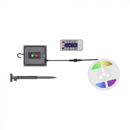 Fita LED Solar IP67, Controlo Remoto, RGB
