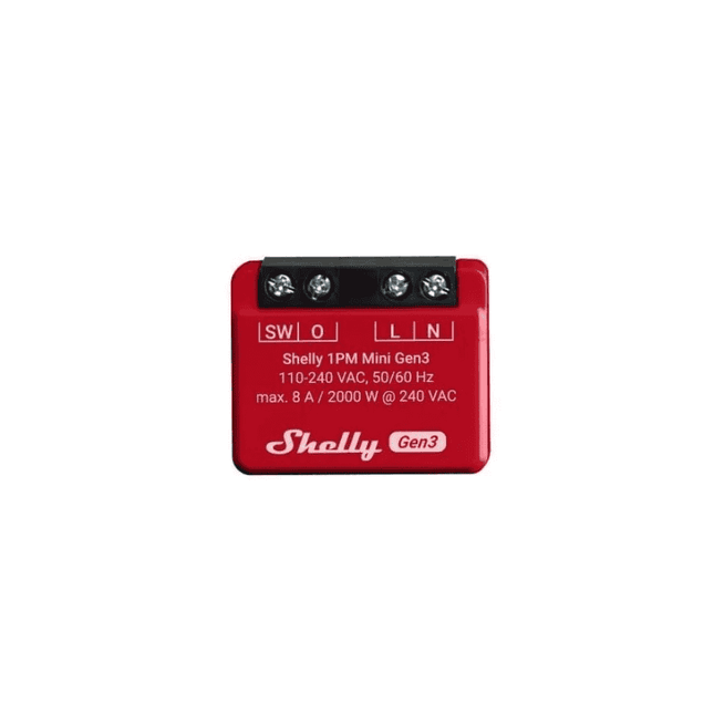 Shelly 1PM Mini Gen3, Smart Relay with Energy Monitoring, 8A