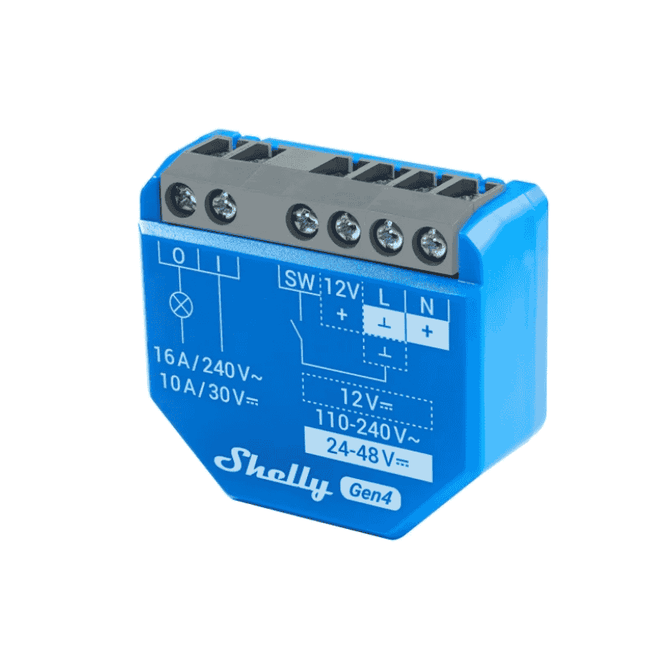 Shelly 1 Gen4, Smart Wi-Fi Relay with Dry Contact, 16A,