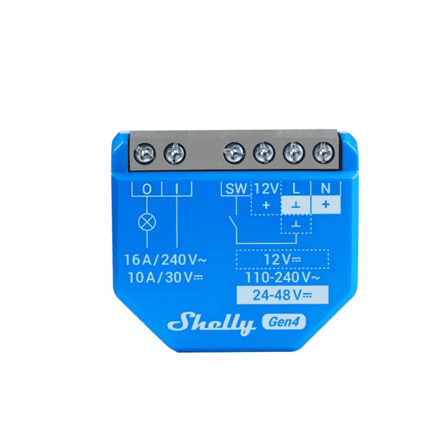 Shelly 1 Gen4, Smart Wi-Fi Relay with Dry Contact, 16A,