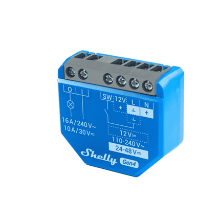 Shelly 1 Gen4, Set of 2 Smart Wi-Fi Relays with Dry Contact, 16A