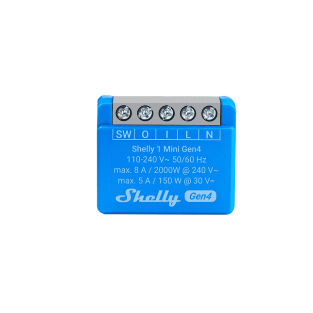 Shelly 1 Mini Gen4, Smart Relay, Zigbee, Wi-Fi with Dry Contact, 8A