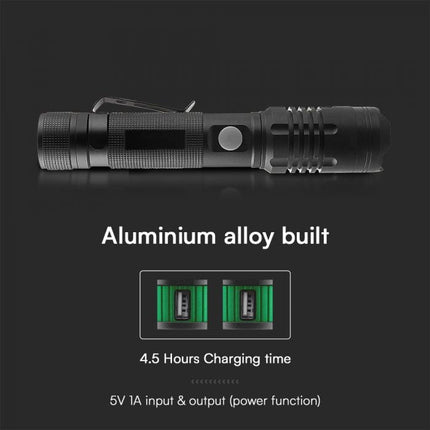 Lanterna de 10 W, 1000 lm, caixa de alumínio, 3,7 V 2000 mAh