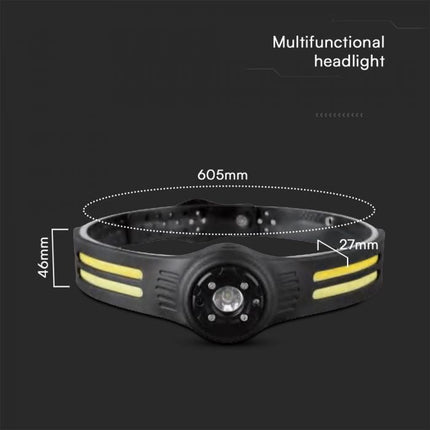Lanterna de cabeça LED, COB, 470 lm, 3,7 V, 650 mAh