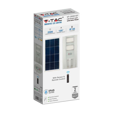 Candeeiro de rua solar LED 2300lm, sensor de movimento, 6400K