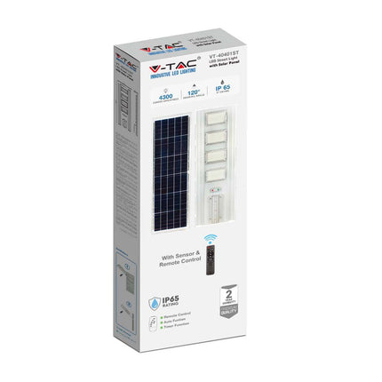 Candeeiro de rua solar LED de 4300 lm, sensor de movimento, 6400K