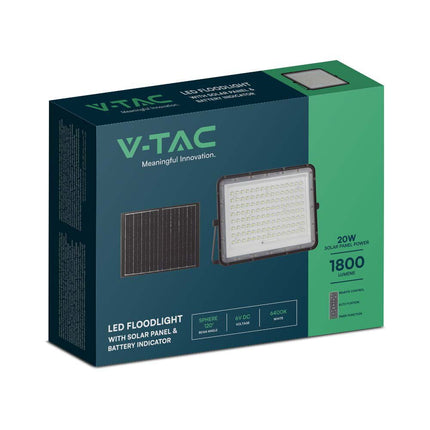 Holofote LED Solar 1800lm, Controlo Remoto, Temperatura de Cor 6400K