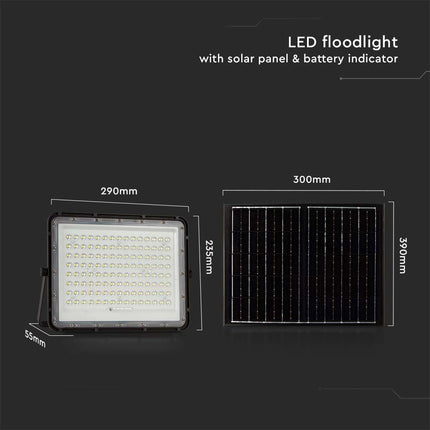 Holofote LED Solar 1800lm, Controlo Remoto, Temperatura de Cor 6400K
