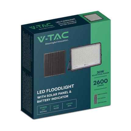Projetor Solar LED 2600lm, Controlo Remoto, Temperatura de Cor 6400K