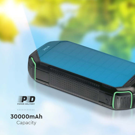 Power bank portátil, carregamento sem fios, painel solar, 30.000mAh, V-Tac