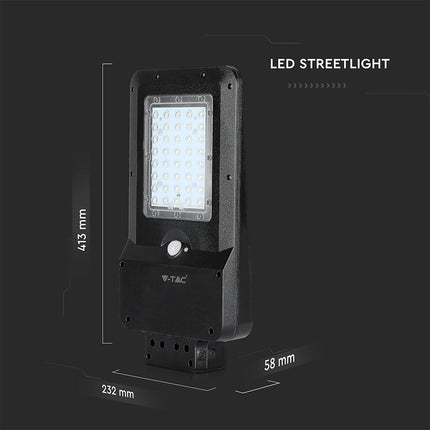 Candeeiro de rua LED solar de 1600lm, sensor de movimento, 6000K