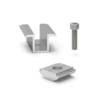 Braçadeira dupla de 30mm para painéis fotovoltaicos para perfil Tipo C