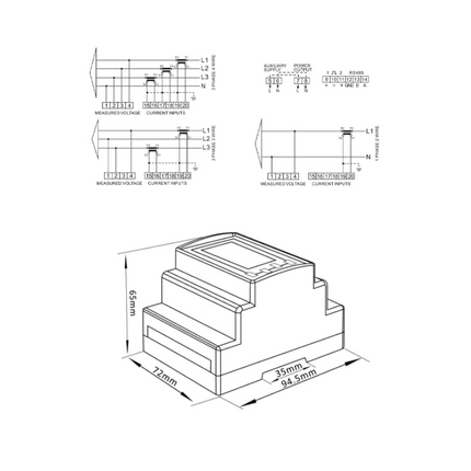 Medidor Inteligente Trifásico DEYE SDM630MCT com Modbus, EASTRON