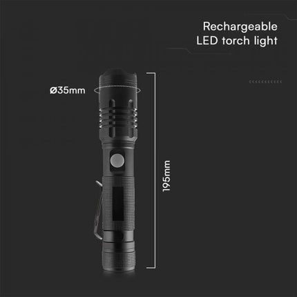 Lanterna de 10 W, 1000 lm, caixa de alumínio, 3,7 V 2000 mAh