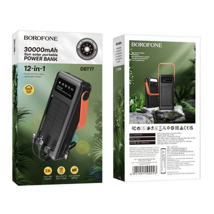 Bateria externa de 30.000mAh com painel solar fotovoltaico, BoroFone