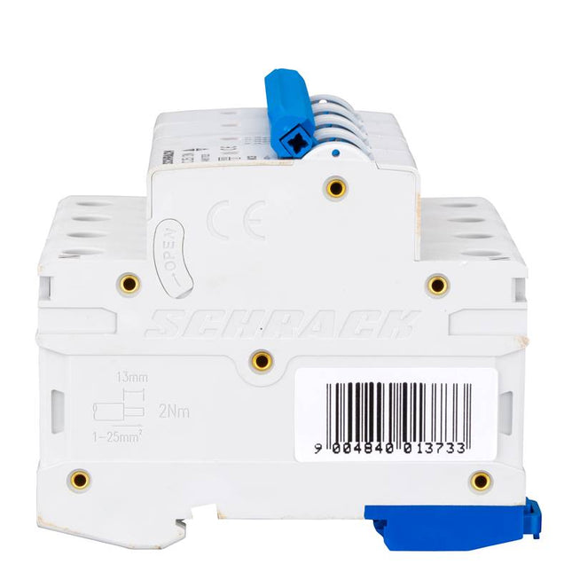 Disjuntor modular (MCB) 6kA, C 25A, 3P+N, Schrack