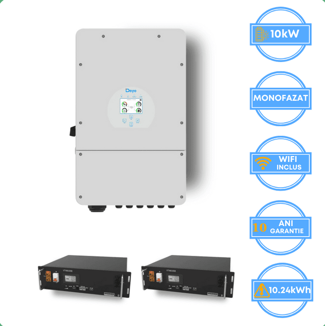 Inversor Deye de 10 kW, SUN-10K-SG02LP1-EU-AM3 + Bateria V-TAC de 10,24 kWh