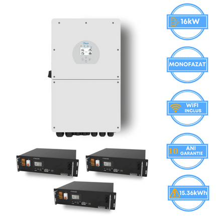 Inversor Deye de 16 kW, SUN-16K-SG01LP1-EU + Bateria V-TAC de 15,36 kWh