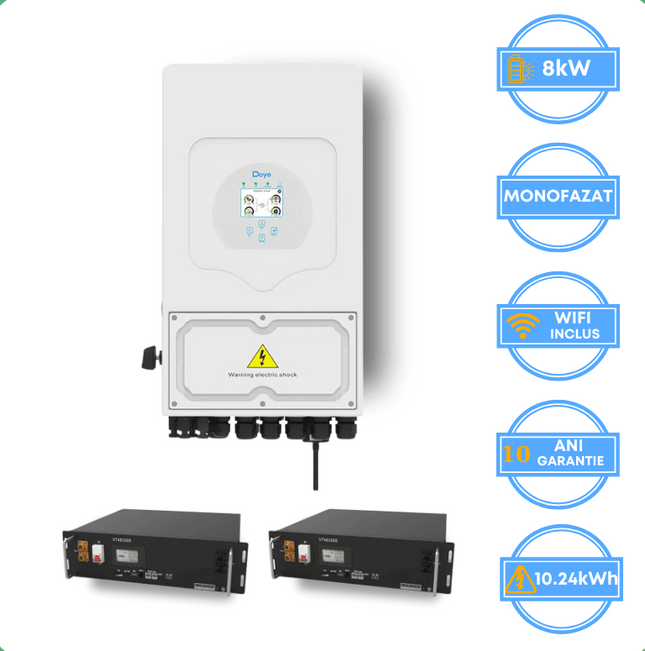 Inversor Deye de 8 kW, SUN-8K-SG05LP1-EU-AM2-P + Bateria V-TAC de 10,24 kWh