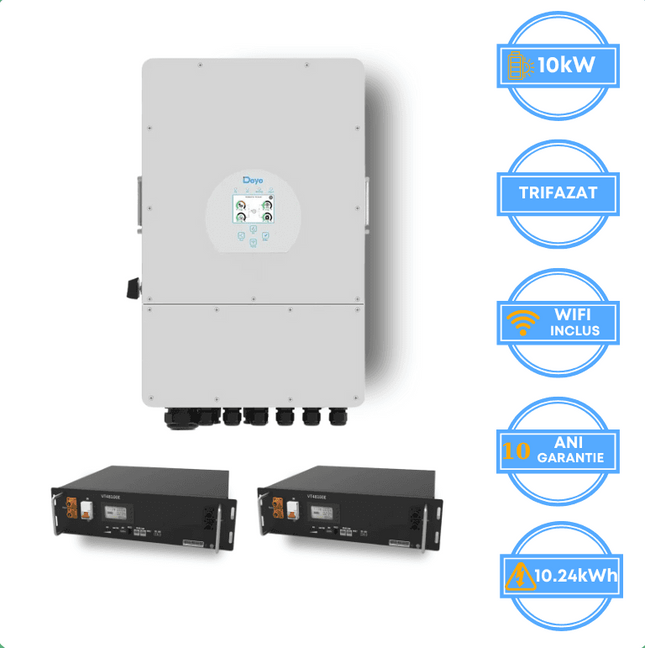 Inversor Deye de 10 kW, SUN-10K-SG05LP3-EU-SM2 + Bateria V-TAC de 10,24 Wh
