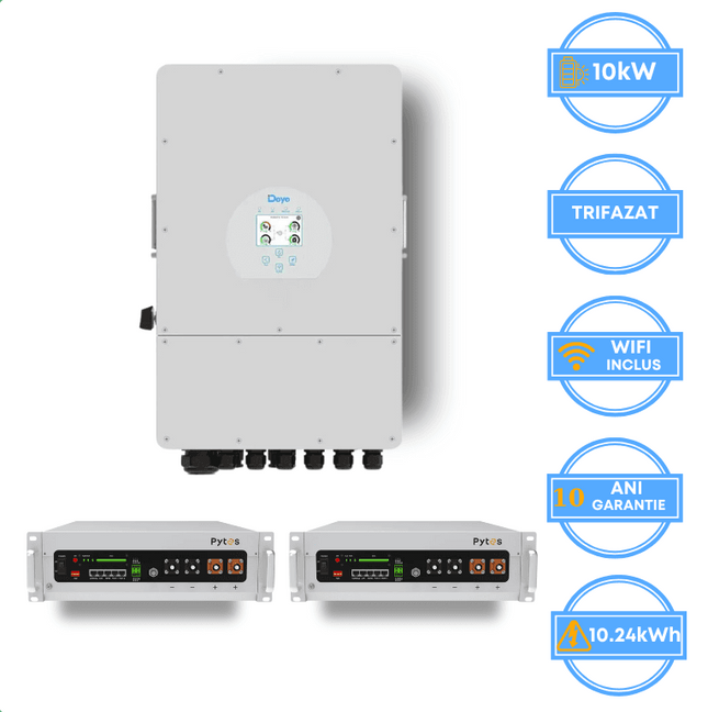 Inversor Deye de 10 kW, SUN-10K-SG05LP3-EU-SM2 + Bateria Pytes de 10,24 kWh, v5a