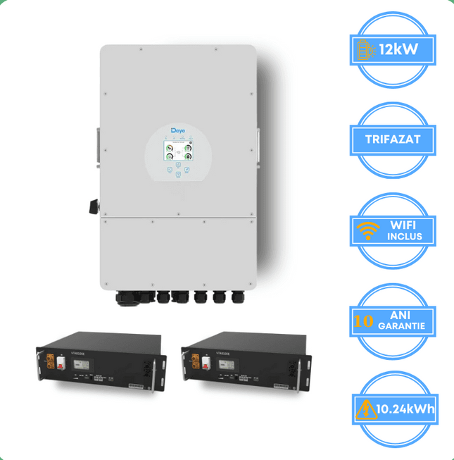Inversor Deye de 12 kW, SUN-12K-SG05LP3-EU-SM2 + Bateria V-TAC de 10,24 kWh