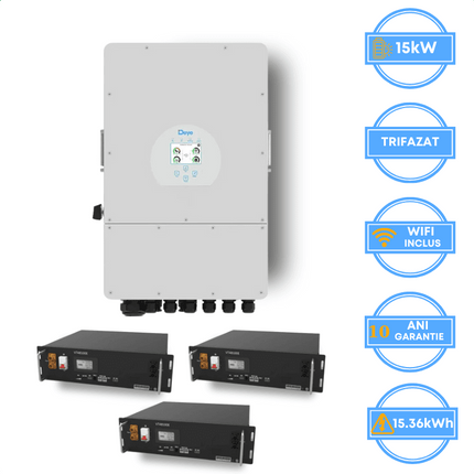 Inversor Deye de 15 kW, SUN-15K-SG05LP3-EU-SM2 + Bateria V-TAC de 15,36 kWh