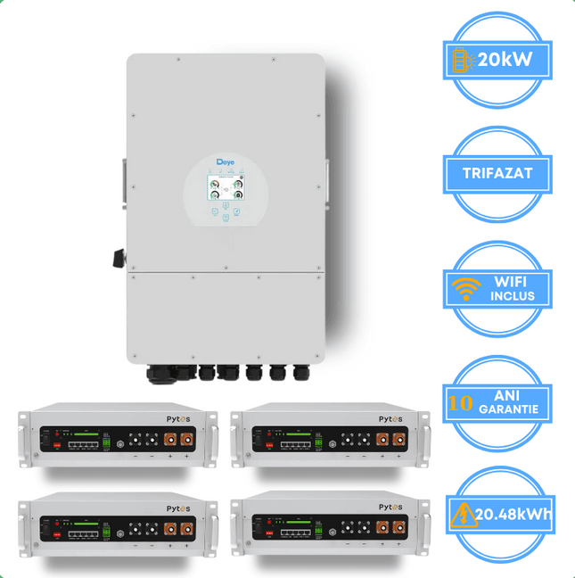 Inversor Deye de 20 kW, SUN-20K-SG05LP3-EU-SM2 + Bateria Pytes de 20,48 kWh, v5a
