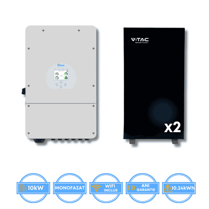 Inversor Deye de 10 kW, SUN-10K-SG02LP1-EU-AM3 + Bateria V-TAC de 10,24 kWh