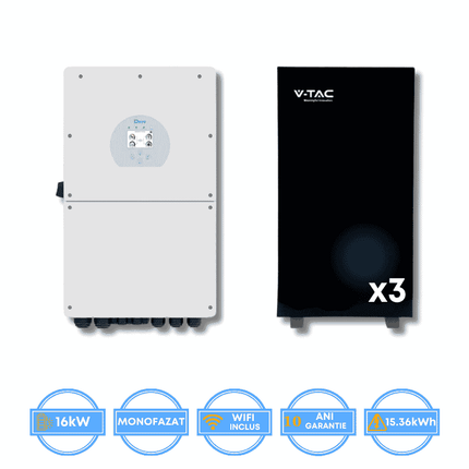 Inversor Deye de 16 kW, SUN-16K-SG01LP1-EU + Bateria V-TAC de 15,36 kWh