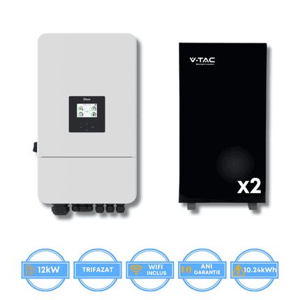 Inversor Deye de 12 kW, SUN-12K-SG05LP3-EU-SM2 + Bateria V-TAC de 10,24 kWh